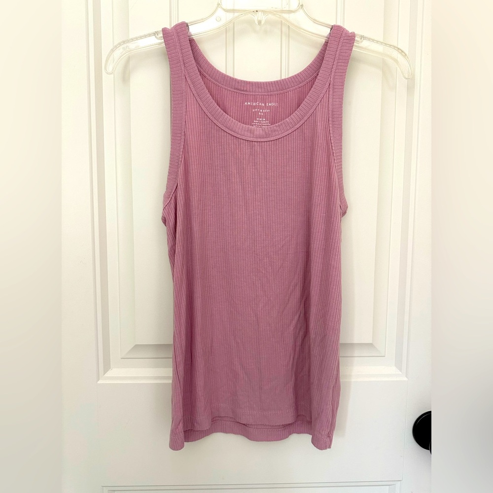 Women's American Eagle Soft & Sexy Ribbed Pink Tank Top